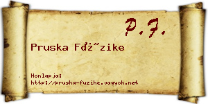 Pruska Füzike névjegykártya